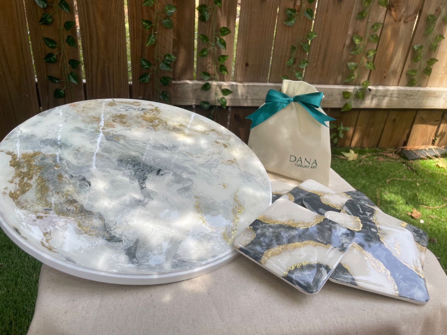 Bundle: Lazy Susan and Fluid Art Coasters