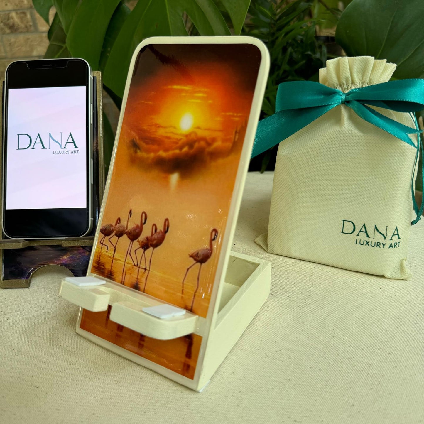 Epoxy Resin Phone Holder with Storage Box - sunset design