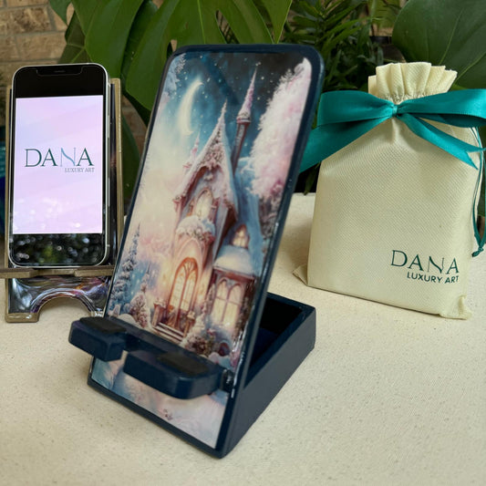 Epoxy Resin Phone Holder with Storage Box - Christmas Night