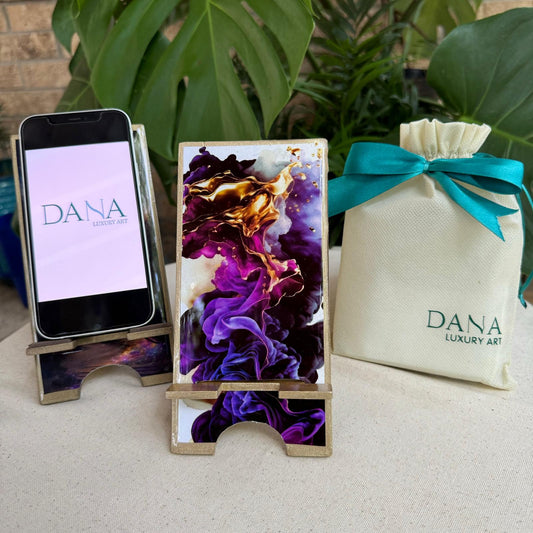 Epoxy Resin Phone Holder- Purple Smoke Design