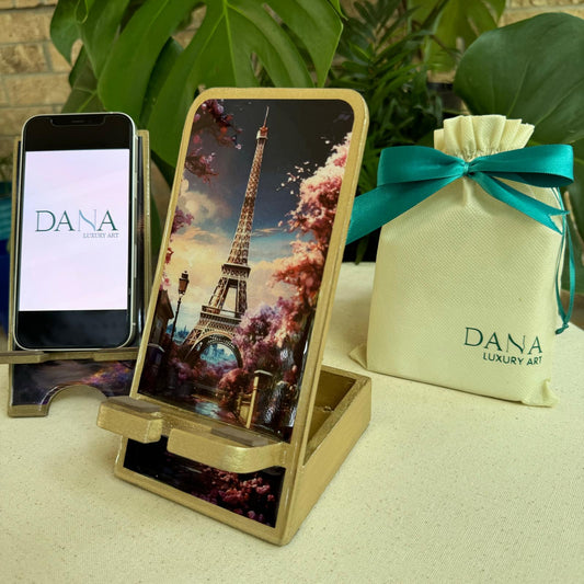 Epoxy Resin Phone Holder with Storage Box - Eiffel tower design